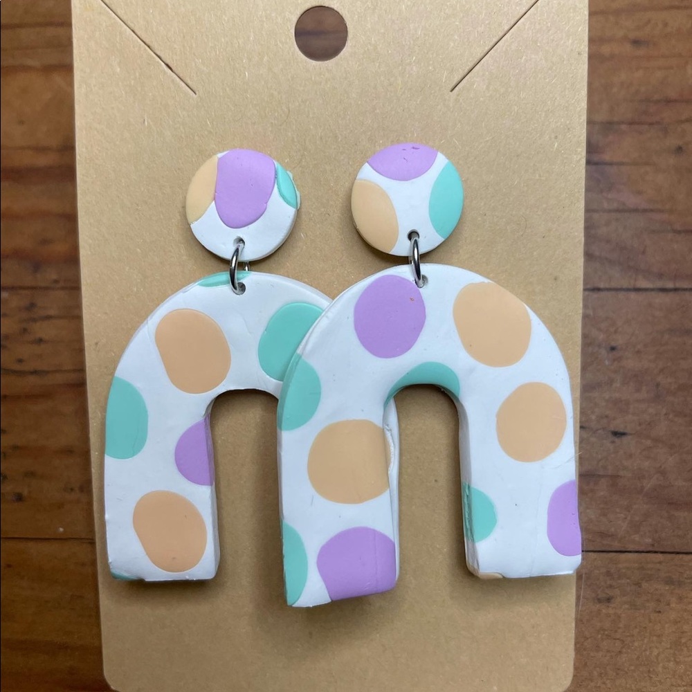 Pastel polkadot polymer clay drops